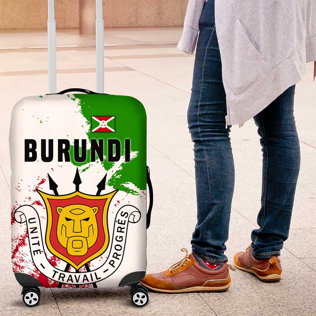 Burundi Flag Luggage Cover with National Emblem and Motto Unité Travail Progres