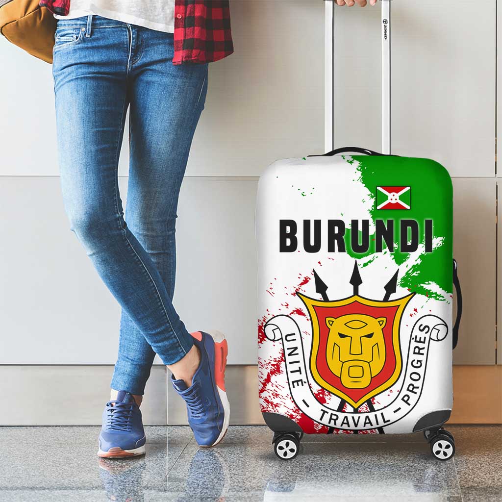 Burundi Flag Luggage Cover with National Emblem and Motto Unité Travail Progres