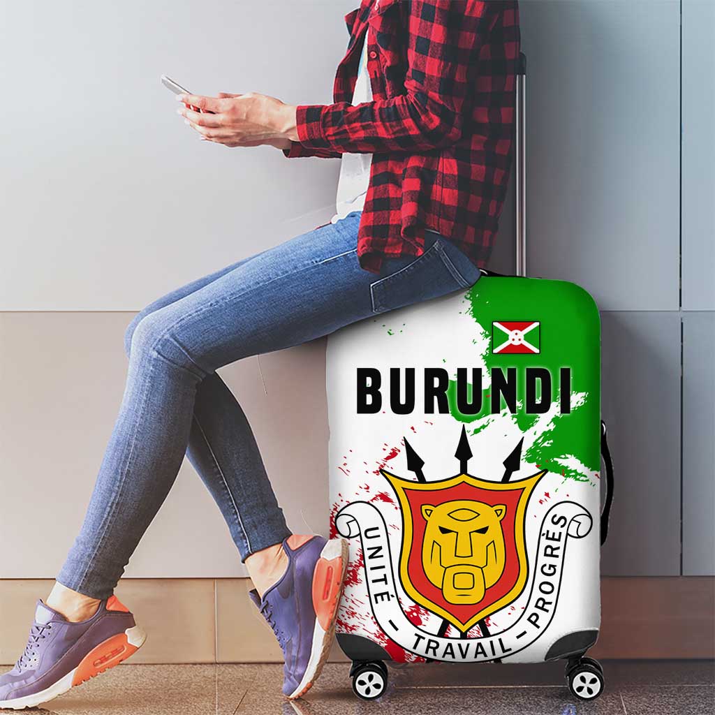 Burundi Flag Luggage Cover with National Emblem and Motto Unité Travail Progres