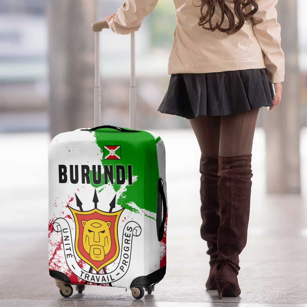 Burundi Flag Luggage Cover with National Emblem and Motto Unité Travail Progres