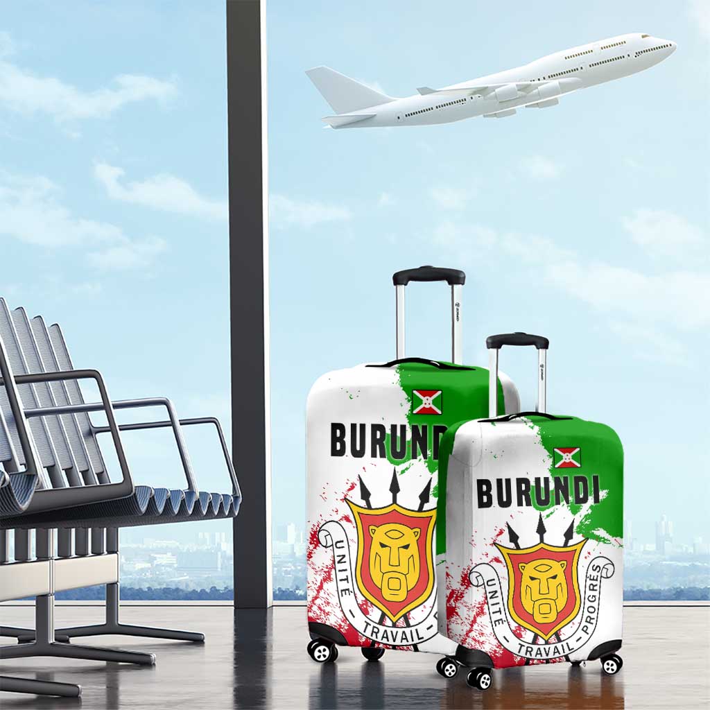 Burundi Flag Luggage Cover with National Emblem and Motto Unité Travail Progres