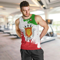 Burundi Flag Men Tank Top with National Emblem and Motto Unité Travail Progres