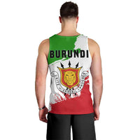 Burundi Flag Men Tank Top with National Emblem and Motto Unité Travail Progres