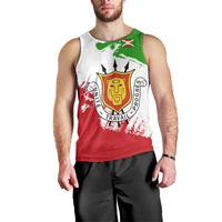 Burundi Flag Men Tank Top with National Emblem and Motto Unité Travail Progres
