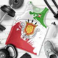 Burundi Flag Men Tank Top with National Emblem and Motto Unité Travail Progres