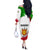 Burundi Flag Off The Shoulder Long Sleeve Dress with National Emblem and Motto Unité Travail Progres