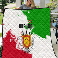 Burundi Flag Quilt with National Emblem and Motto Unité Travail Progres