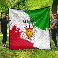 Burundi Flag Quilt with National Emblem and Motto Unité Travail Progres