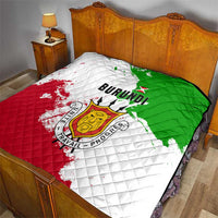 Burundi Flag Quilt with National Emblem and Motto Unité Travail Progres