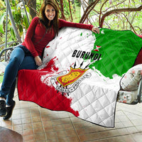 Burundi Flag Quilt with National Emblem and Motto Unité Travail Progres