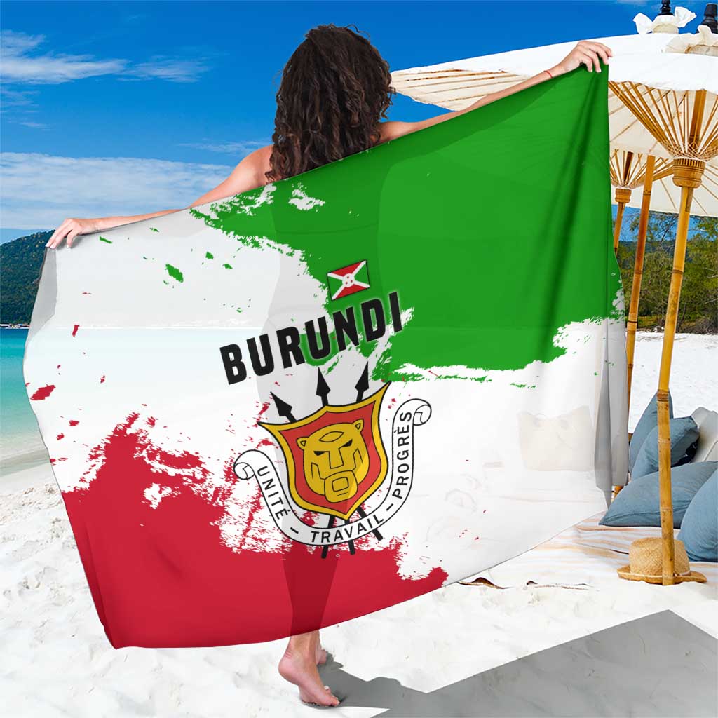 Burundi Flag Sarong with National Emblem and Motto Unité Travail Progres