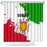 Burundi Flag Shower Curtain with National Emblem and Motto Unité Travail Progres