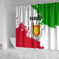 Burundi Flag Shower Curtain with National Emblem and Motto Unité Travail Progres