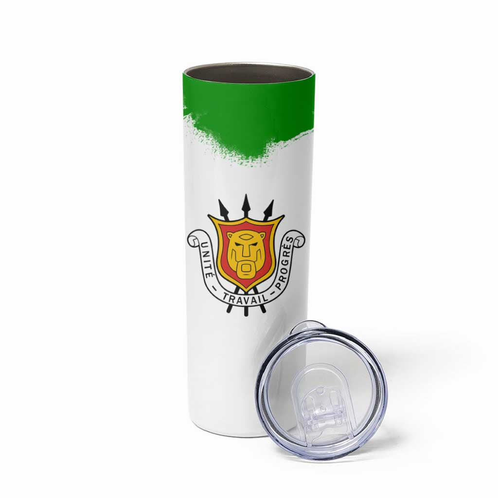 Burundi Flag Skinny Tumbler with National Emblem and Motto Unité Travail Progres