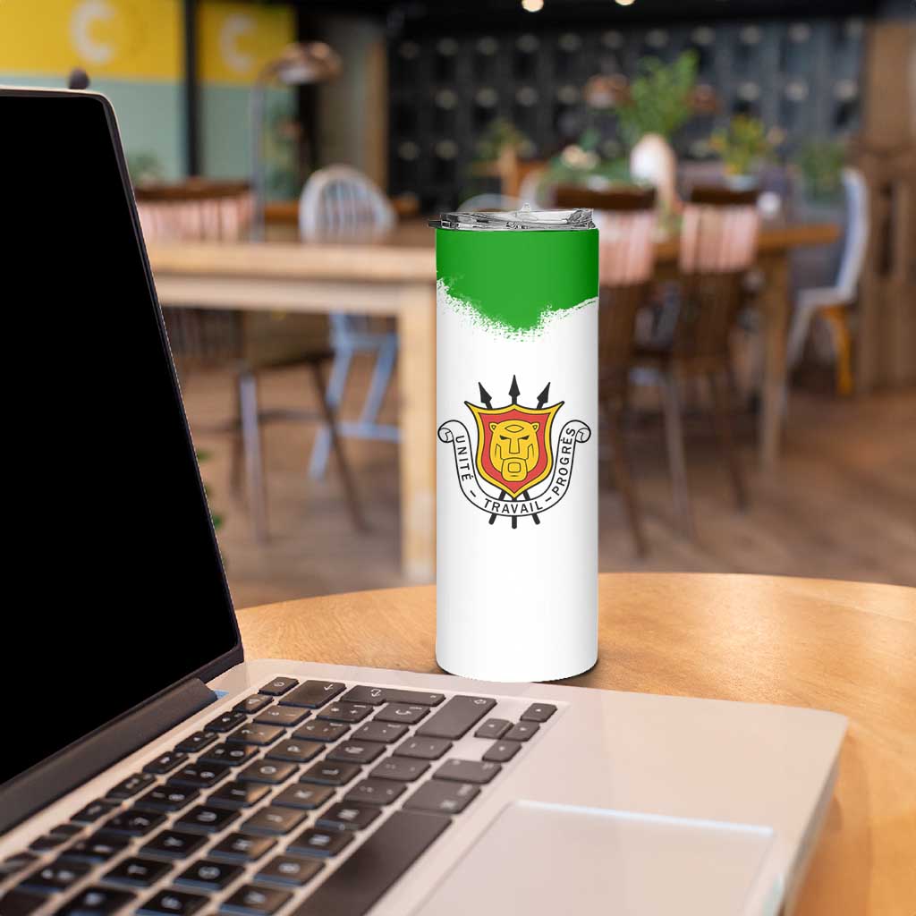 Burundi Flag Skinny Tumbler with National Emblem and Motto Unité Travail Progres