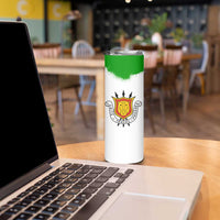 Burundi Flag Skinny Tumbler with National Emblem and Motto Unité Travail Progres