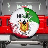 Burundi Flag Spare Tire Cover with National Emblem and Motto Unité Travail Progres
