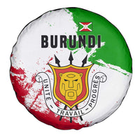Burundi Flag Spare Tire Cover with National Emblem and Motto Unité Travail Progres