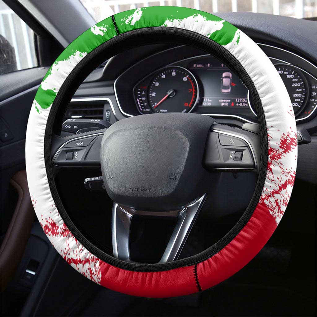 Burundi Flag Steering Wheel Cover with National Emblem and Motto Unité Travail Progres