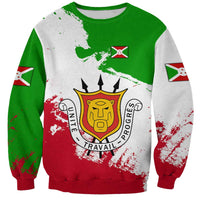 Burundi Flag Sweatshirt with National Emblem and Motto Unité Travail Progres