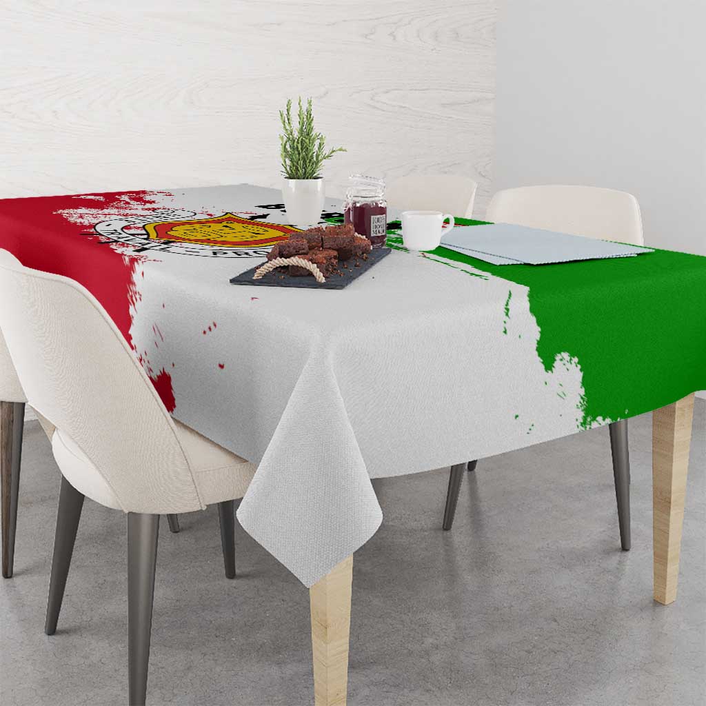 Burundi Flag Tablecloth with National Emblem and Motto Unité Travail Progres