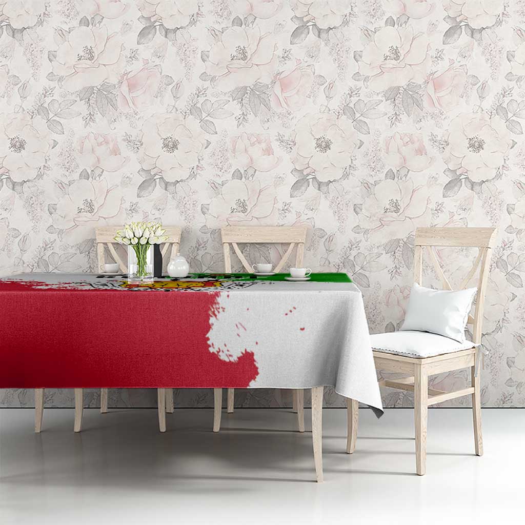 Burundi Flag Tablecloth with National Emblem and Motto Unité Travail Progres