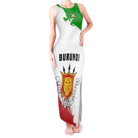 Burundi Flag Tank Maxi Dress with National Emblem and Motto Unité Travail Progres