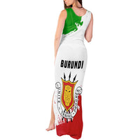 Burundi Flag Tank Maxi Dress with National Emblem and Motto Unité Travail Progres