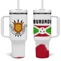 Burundi Flag Tumbler With Handle with National Emblem and Motto Unité Travail Progres