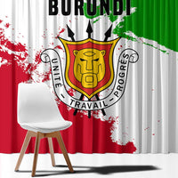 Burundi Flag Window Curtain with National Emblem and Motto Unité Travail Progres