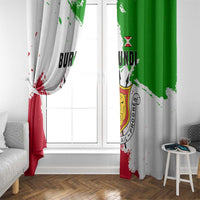 Burundi Flag Window Curtain with National Emblem and Motto Unité Travail Progres
