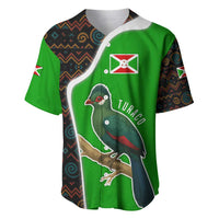 Burundi Turaco Baseball Jersey with National Bird and Flag Pattern
