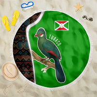 Burundi Turaco Beach Blanket with National Bird and Flag Pattern