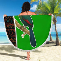 Burundi Turaco Beach Blanket with National Bird and Flag Pattern
