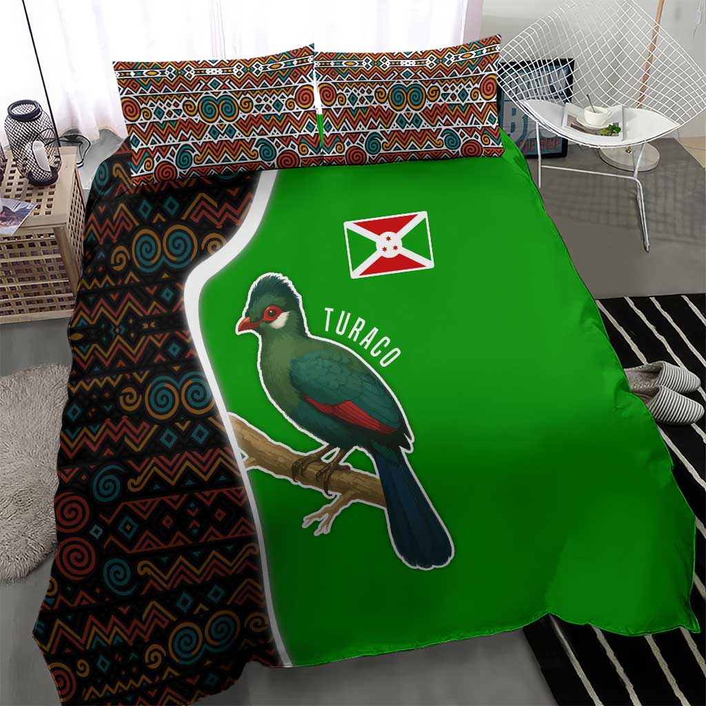 Burundi Turaco Bedding Set with National Bird and Flag Pattern