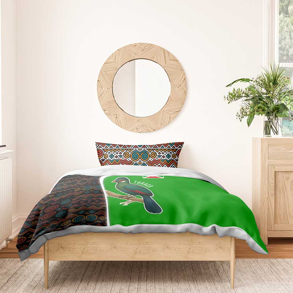 Burundi Turaco Bedding Set with National Bird and Flag Pattern