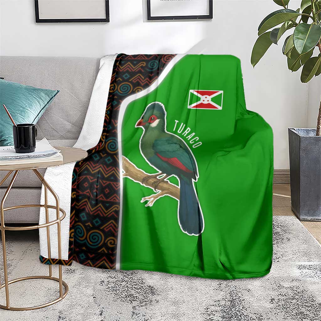 Burundi Turaco Blanket with National Bird and Flag Pattern