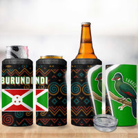 Burundi Turaco 4 in 1 Can Cooler Tumbler with National Bird and Flag Pattern