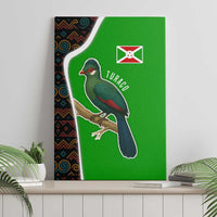 Burundi Turaco Canvas Wall Art with National Bird and Flag Pattern