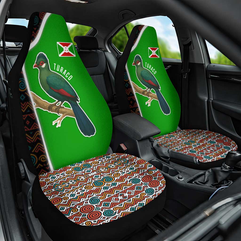 Burundi Turaco Car Seat Cover with National Bird and Flag Pattern