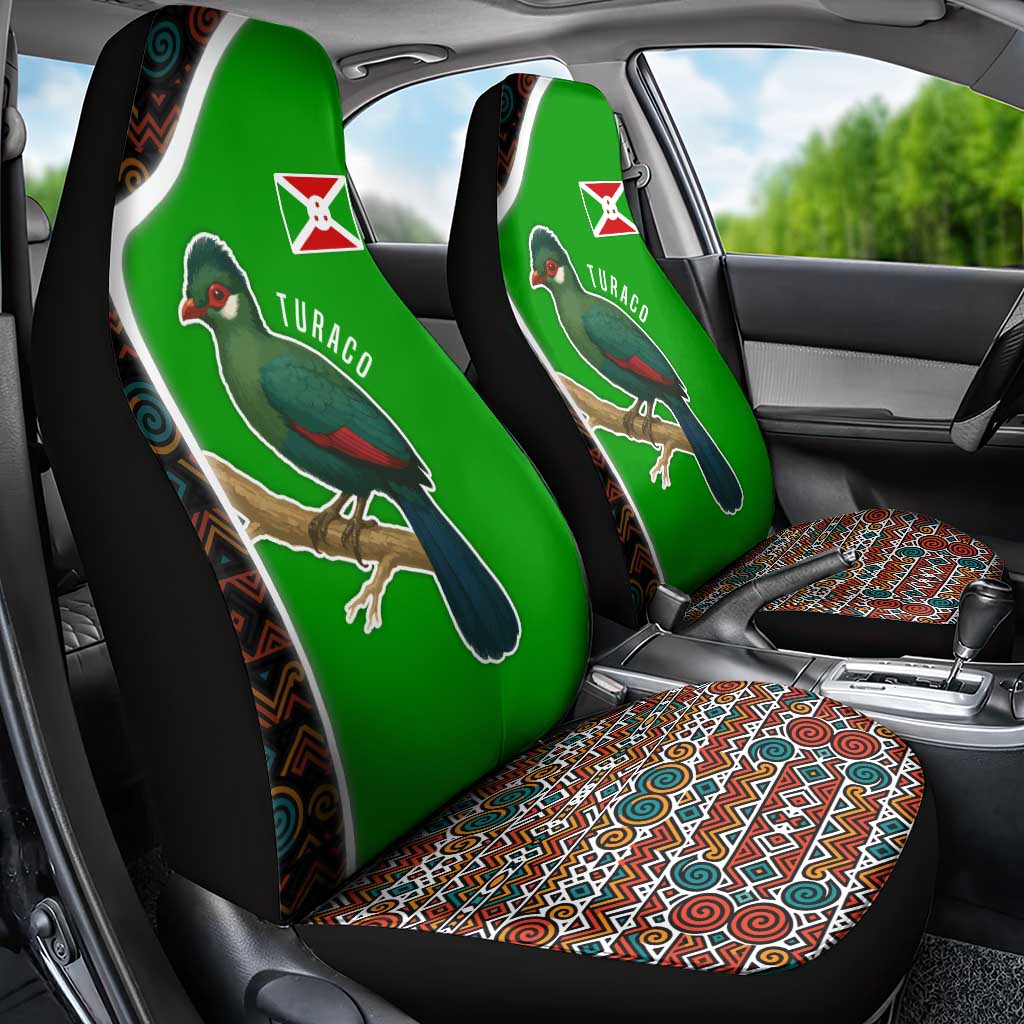 Burundi Turaco Car Seat Cover with National Bird and Flag Pattern