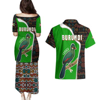 Burundi Turaco Couples Matching Puletasi and Hawaiian Shirt with National Bird and Flag Pattern