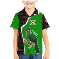Burundi Turaco Family Matching Mermaid Dress and Hawaiian Shirt with National Bird and Flag Pattern