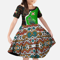 Burundi Turaco Family Matching Off Shoulder Maxi Dress and Hawaiian Shirt with National Bird and Flag Pattern