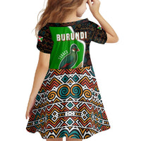 Burundi Turaco Family Matching Off Shoulder Maxi Dress and Hawaiian Shirt with National Bird and Flag Pattern
