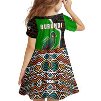 Burundi Turaco Family Matching Off Shoulder Short Dress and Hawaiian Shirt with National Bird and Flag Pattern