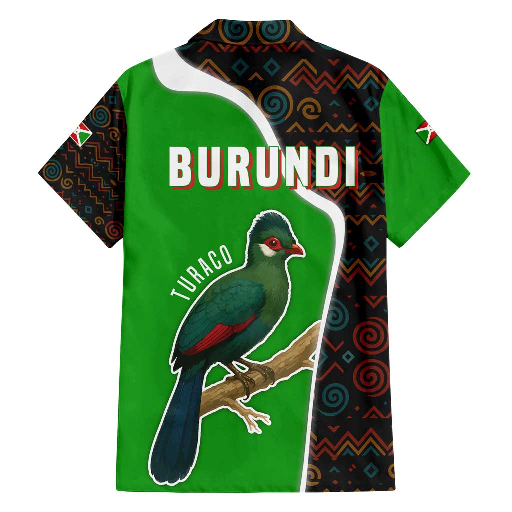 Burundi Turaco Family Matching Off Shoulder Short Dress and Hawaiian Shirt with National Bird and Flag Pattern