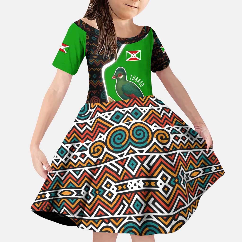 Burundi Turaco Family Matching Puletasi and Hawaiian Shirt with National Bird and Flag Pattern