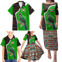 Burundi Turaco Family Matching Puletasi and Hawaiian Shirt with National Bird and Flag Pattern