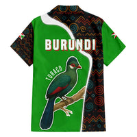 Burundi Turaco Family Matching Short Sleeve Bodycon Dress and Hawaiian Shirt with National Bird and Flag Pattern